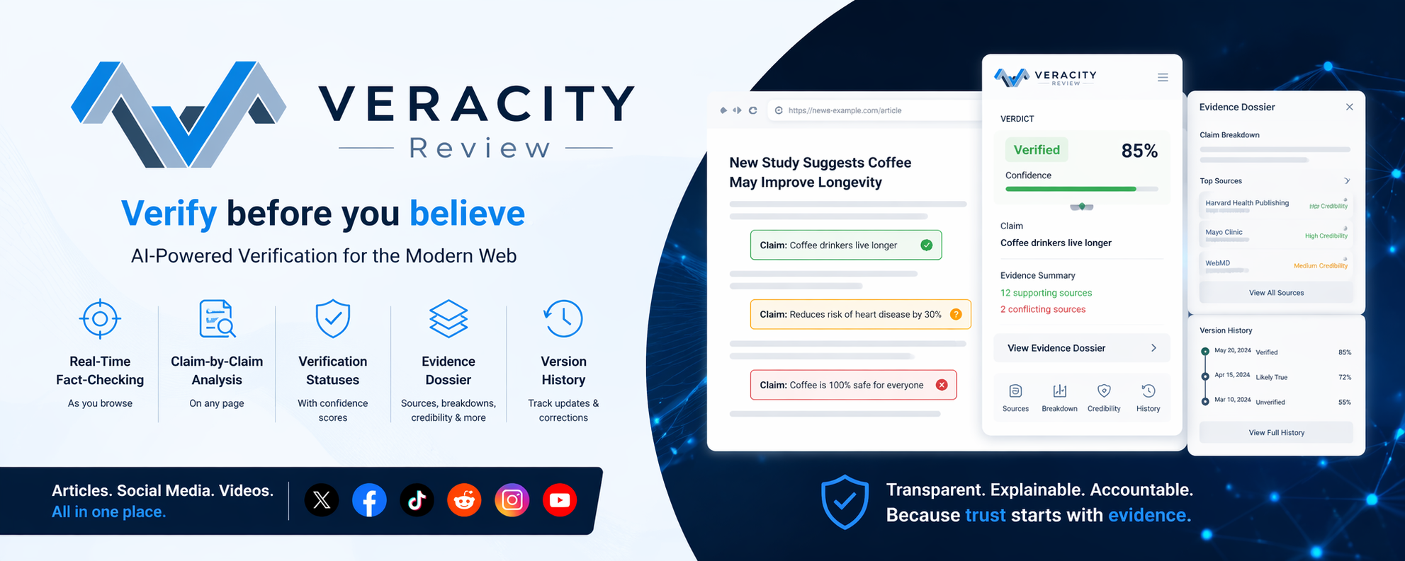 Veracity Review — Real-Time AI Fact-Checking Browser Extension
